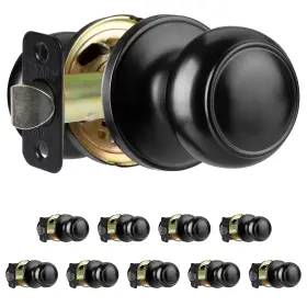 Il-knb-pas-bk-10pk-a Ilyapa Passage Door Knobs Colonial Style Closet Handle Matte Black Bedr