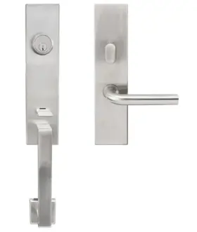 Mh101c563-32d-lh Inox Handleset 2-3/8-inch Backset Cologne Lever Satin Steel Mh101c563-32d-lh Inox Handleset 2-3/8-inch Backset Cologne Lever Satin Steel
