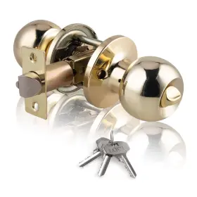 Ivoku 607885574079 Polished Brass Spherical Door Lock With Key Adjustable Latch Length Rustpro