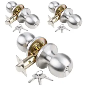 Hvh-02-st-et-3 Jyxindzkj Brushed Nickel Door Knobs With Lock And Keys - Interior/exterior Handle Set O