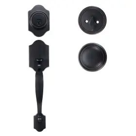 Kffkff 077685124994 Front Door Handle And Deadbolt Set Black Lock With Reversible