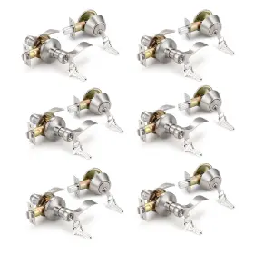 12061et-101-lf-sn-combo-6 Knobonly 6 Pack Entry Lock With Single Cylinder Handleset Satin Nickel Keyed