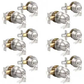 Knobonly 715668046252 Entry Door Knobs And Double Cylinder Deadbolt Keyed Satin Nickel