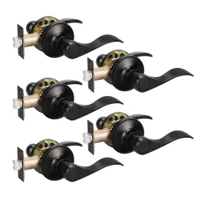 Knobwell 717332822544 5 Pack Passage Door Levers Black Handles Interior Hallway Close