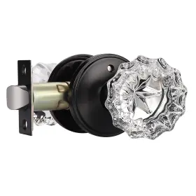 Fba-joy-dlc20-bk-bk-1pack Knobwell Modern Round Crystal Door Knobs With Lock Frosted 1 Pack Black