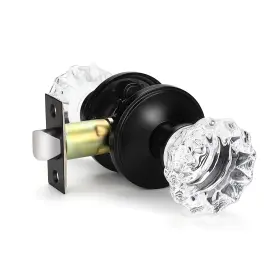 Fba-joy-dlc20-bk-ps-3pack Knobwell 3 Pack Providence Round Crystal Glass Door Knob Set With Victorian P