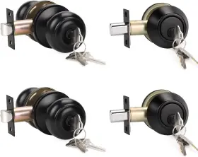 L-609et-101-bk-cb-2pack Knobwell 2 Pack All Keyed Same Entry Door Knob And Single Cylinder