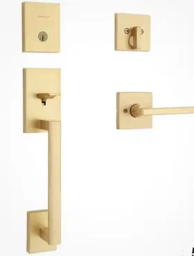 Kwikset 030955462523 San Clemente Handle Set Halifax Lever Satin Brass Deadbolt Smart Key