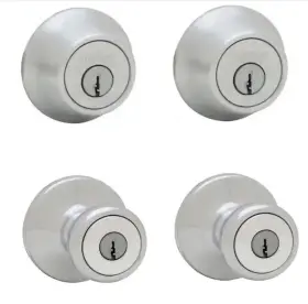 242t Kwikset 042049148626 New Tylo Satin Chrome Key Entry Door Knob Single-cylinder Deadbolt Pack