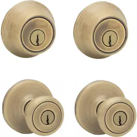 92420-032 Kwikset 042049948691 Tylo Antique Brass Single Cylinder Keyed Entry Deadbolt Project Pack