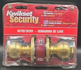 14336-001 Kwikset Security Keyed Entry Door Knob Set Gold Ansi Grade 3 New All Sizes 5-pin