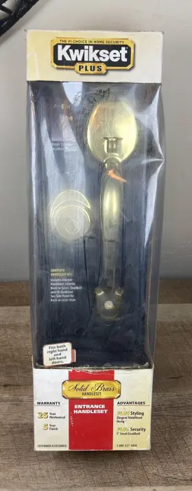 18511-001 Kwikset Plus Solid Brass Handleset Entrance