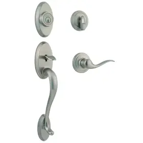 Kwikset 313084823862 Shelburne Satin Nickel Single Cylinder Door Handleset With Tustin Handle Fe