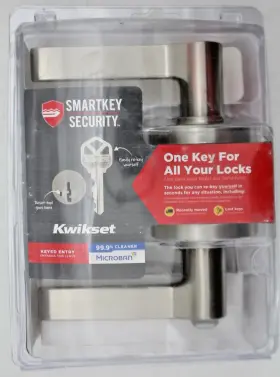 405hslrdt15 Kwikset Hollis Keyed Entry Lever Smartkey Satin Nickel #8uj