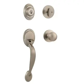 Kwikset 445008770761 Dakota Satin Nickel Single Cylinder Door Handleset With Polo Knob Featuring