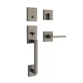 Kwikset 445044731788 San Clemente Gunmetal Keyed Entry Door Handleset With Square Halifax Interior Ha