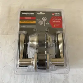 55337-001 Kwikset Balboa Satin Nickel Deadbolt Entry Door Lock Set Lever Handles