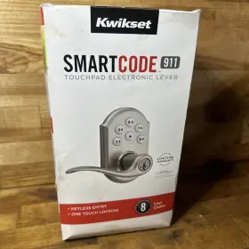 61082-001 Kwikset Smartcode 911 Touchpad Electronic Door Lever Satin Nickel Keyless New