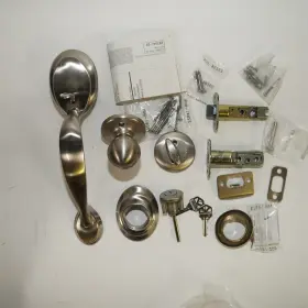 687daxp Kwikset Smt.0 Dakota Satin Nickel Door Handleset With Polo Knob Smartkey