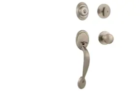 687daxp15smtcp Kwikset Dakota Satin Nickel Single Cylinder Door Handleset With Polo