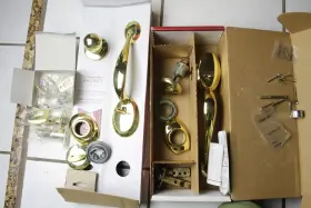 689fnxt Kwikset /51050 Quickset Lot Of 2 A Dbl Cyl And Single Long Handleset Brass 1 Key For Both