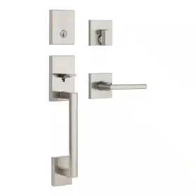 Kwikset 705353054716 San Clemente Low Profile Satin Nickel Single Cylinder Entry Door Handleset With Ha