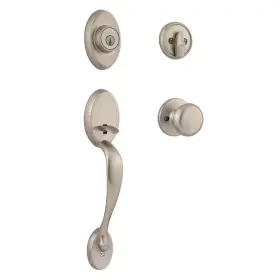 Kwikset 705353925030 Chelsea Satin Nickel Single Cylinder Door Handleset With Juno Knob Featurin