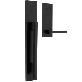Kwikset 744110212921 Caerus Matte Black Non Functioning Dummy Door Handleset With Microban Protection