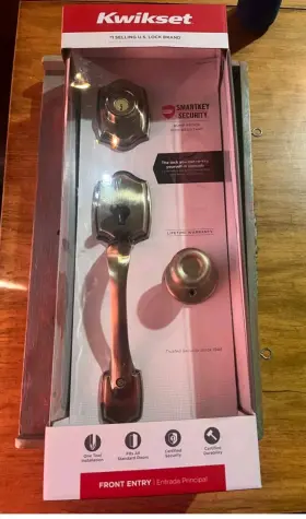 Kwikset 783961982645 Belleview Antique Brass Single Cylinder Door Handleset
