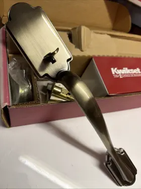 800anxh5 Kwikset 800anxh Arlington Entry Handleset With Hancock Knob Antique Brass