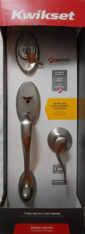 800sextnl Kwikset Shelburne Handleset Bronze Satin Nickel Smartkey Front Entry Lever