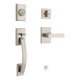 800tvhxsal Kwikset Tavaris Single Cylinder Door Handleset Rectangular Handle Satin Nickel
