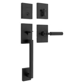 818scexmal Kwikset San Clemente Matte Black Single Cylinder Door Handleset With Smartkey