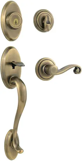 Kwikset 883351041461 Brass Ultramax Signature Shelburne Single Cylinder Handleset Lido Lever