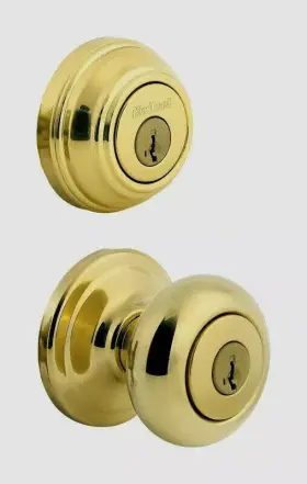 991j Kwikset 883351043540 3 Smt Cp K4 Brass Juno Knob/ Single Cylinder Deadbolt Combo Pack