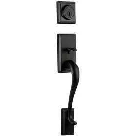 Kwikset 883351169516 New Matte Black Smartkey Modern Door Handle Set- Exterior Pack