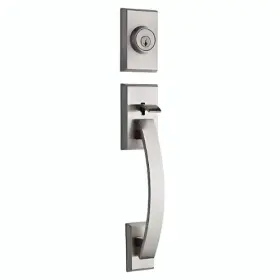 Kwikset 883351382236 Tavaris Deadbolt Handle And Lock Set In Satin Nickel