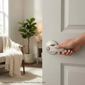 Kwikset 883351506397 Winston Privacy Door Lever Set With Round Rose From The Safelock Series