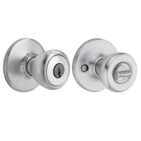 Kwikset 883351635875 Tylo Entry Door Knob With Lock And 1 Count Pack Of Satin Chrome