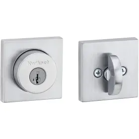 Kwikset 883351765176 New Brushed Metal Finish Square Faceplate Keyed Entry Deadbolt Lock