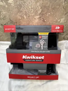 Kwikset 883351955713 Security Set Keyed One Side Smartkey Singapore Matte Black Signature