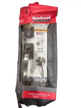98180-061 Kwikset 883351989565 Brentford Front Door Lock Set Satin Nickel Damaged Box