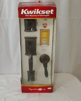 Kwikset 883511046558 New Ashfield Front Entry Door Handleset Lock Rustic Bronze Handle Lever