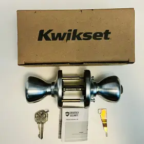 94002-870 Kwikset Tylo Satin Chrome Keyed Entry Door Knob Lock -94002-870-brand New In Box