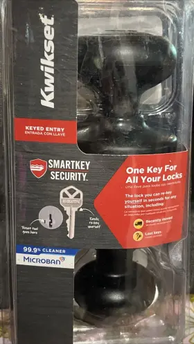 94002-956 Kwikset Cove Venetian Black Keyed Entry Door Knob Featuring Smartkey Security
