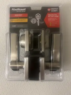 Kwikset 96900-453 Smartkey Lever Security Deadbolt/keyed Entry Lock Set Casey Satin Nickel