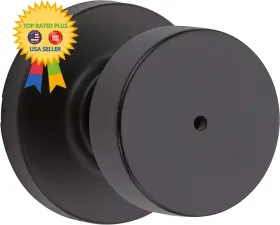 97300-935 Kwikset Pismo Privacy Locking Door Knob Interior Round Rose Matte Black