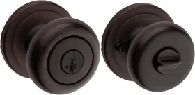 97402-737 Kwikset Juno Entry Door Knob With Lock And Key Keyed Venetian Bronze