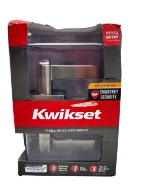 97402-812 Kwikset Keyed Entry Door Lever Smartkey Satin Nickel New