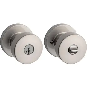 97402-852 Kwikset Pismo Entry Door Knob With Lock And Key Secure 1 Pack Satin Nickel